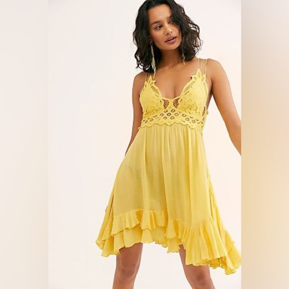 Anthropologie Yellow Lace Babydoll Sundress